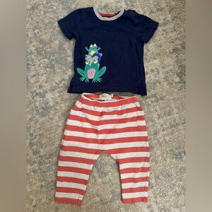 Baby Boden 6-9 months frog appliqué shirt and pants set
